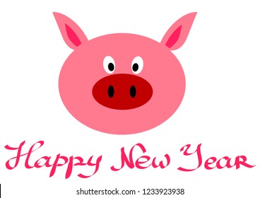 Pig face on new year holiday background