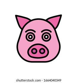 Pig Face Outline Fillec Line Icon Stock Vector (Royalty Free ...