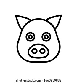 Pig face with outline icon vector