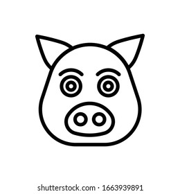 Pig face with outline icon vector