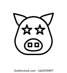 Pig face with outline icon vector