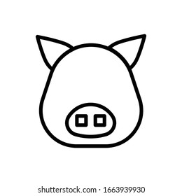 Cara de cerdo con vector de icono de contorno