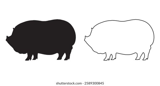 Pig Face Silhouette - Stylish Pig Outline for Branding
