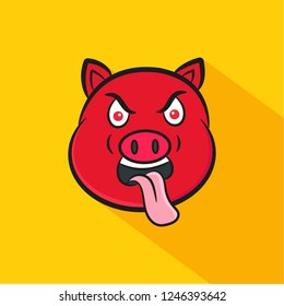 Pig. Pig face. Vector design. Cartoon. Angry pig. Character vector. Clipart. Illustration.