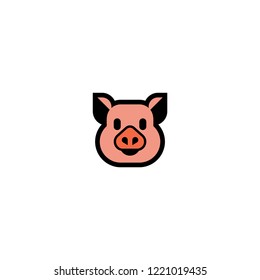 Pig Face Vector Flat Icon