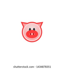 Pig Face Vector Icon. Isolated Pig Head Emoji, Emoticon, Illustration