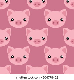 Pig Face. Vector Pattern