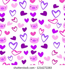 pig faces and hearts