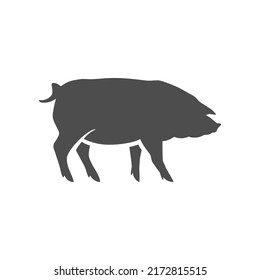 Pig farm animal agricultural organic meat production butchery monochrome icon vector illustration. Piglet livestock organic market pork bacon ecology food nature mammal piggy. Industrial farming