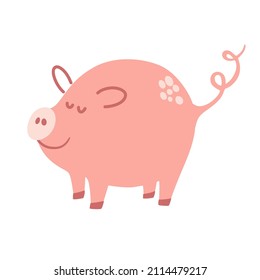 Pig. Farm animal Character. Vector cartoon illustration isolated on the white background.