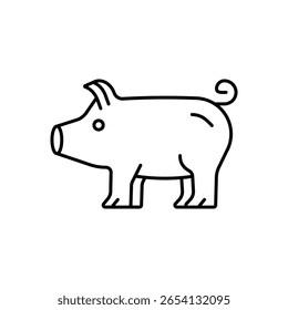 Pig Farm Animal Line Icon