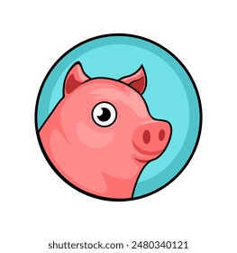 Pig Farm Animal Mascot Cartoon Illustration Vector