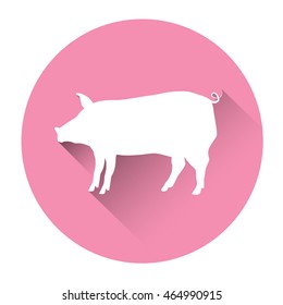 Pig Farm Animal Silhouette Icon Flat Vector Illustration