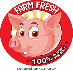 Pig Farm Fresh Logo For Pork Products Illustration