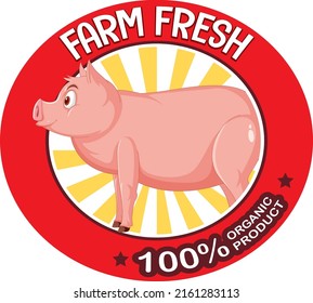 Pig farm fresh logo for pork products illustration