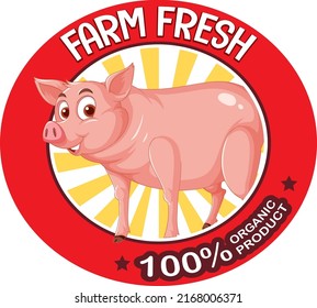Pig farm fresh logo for pork products illustration