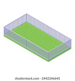 Pig farm green grass fence icon isometric vector. Feeding territory. Country farmer