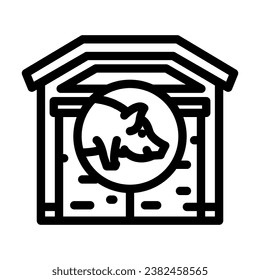 pig farm line icon vector. pig farm sign. isolated contour symbol black illustration