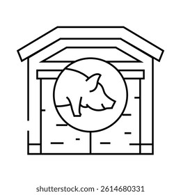 pig farm line icon vector. pig farm sign. isolated contour symbol black illustration