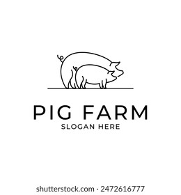 pig farm logo design concept idea vector line style