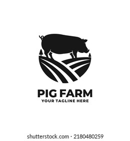 Pig farm logo design vector