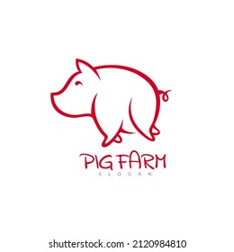 pig farm logo with simple line and symbol style