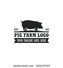 Pig farm logo vector. Cattle farm logo