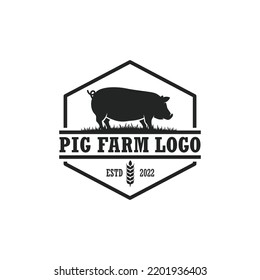 Pig farm logo vector. Cattle farm logo