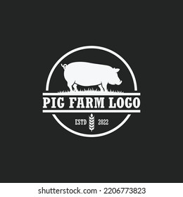 Pig farm logo vector. Cattle farm logo
