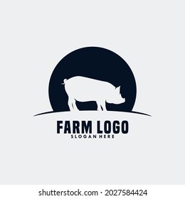 pig farm logo vector illustration