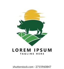 Logotipo de granja de cerdos Plantilla de Vector
