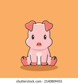 pig farm pink cartoon character cute icon drawing pet flat vector halal animal piglet piggy icon art