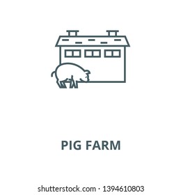 Pig farm vector line icon, linear concept, outline sign, symbol