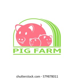 Pig farm vector logo design template