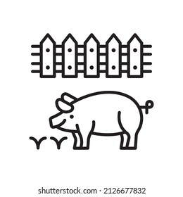 Pig Farm Vector Outline Icon Design illustration. Agriculture and Farming Symbol on White background EPS 10 File