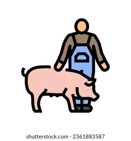 pig farmer animal color icon vector. pig farmer animal sign. isolated symbol illustration