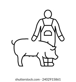 pig farmer animal line icon vector. pig farmer animal sign. isolated contour symbol black illustration