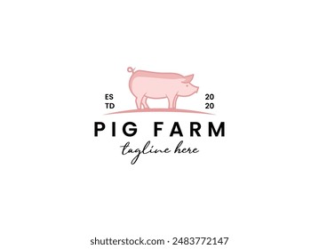 Pig farming logo design. Modern pig farm logo. Fresh pork logo design