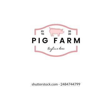 Logo-Design der Schweinehaltung. Modernes Logo der Schweinefarm. Frisches Schweinefleisch Logo Design