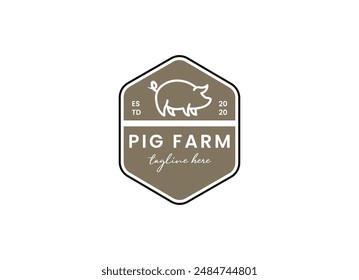 Pig farming logo design. Modern pig farm logo. Fresh pork logo design