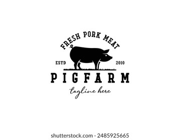 Pig farming logo design. Modern pig farm logo. Fresh pork logo design