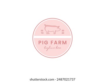 Logo-Design der Schweinehaltung. Modernes Logo der Schweinefarm. Frisches Schweinefleisch Logo Design