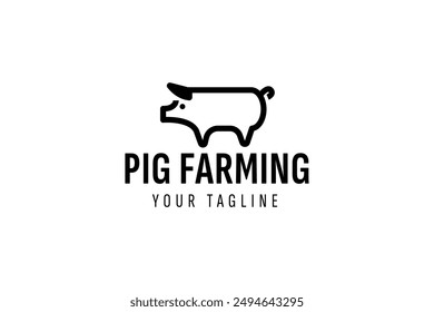 Pig farming logo design. Modern pig farm logo. Fresh pork logo design