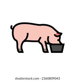 pig feeding farm color icon vector. pig feeding farm sign. isolated symbol illustration