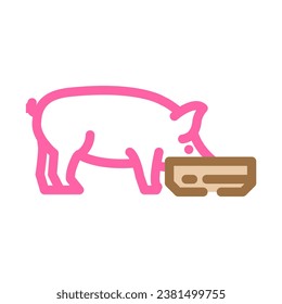 pig feeding farm color icon vector. pig feeding farm sign. isolated symbol illustration