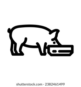 pig feeding farm line icon vector. pig feeding farm sign. isolated contour symbol black illustration