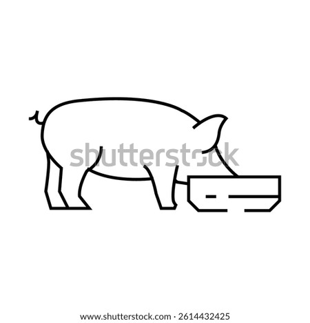pig feeding farm line icon vector. pig feeding farm sign. isolated contour symbol black illustration