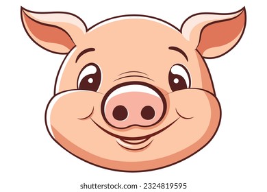 pig flat cartoon, farm logo design, cute pig cartoon isolated on white background, vector illustration