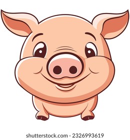pig flat cartoon, farm logo design, cute pig cartoon isolated on white background, vector illustration