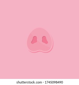 Pig flat icon on pink background 